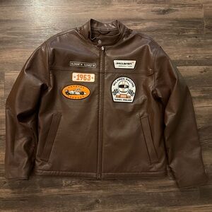 Abercrombie fitch McLaren cropped leather racing jacket